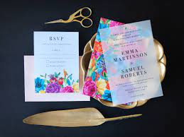 Our Fiesta Wedding Invitation Layered Vellum Bold Colours Bright Flowe Bright Wedding Invitations Colorful Wedding Invitations Fiesta Wedding Invitations