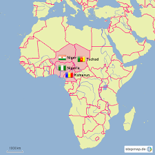Wetterkarten & aktuelle wettervorhersage für heute & morgen✓; Stepmap Vierlandereck Niger Nigeria Kamerun Tschad Landkarte Fur Afrika