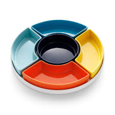 Measures 8''x5'' body 9.75'' handle to handle no chips, cracks or mends. Dining Entertaining Serving Bowls For Parties Sweese 707 102 Porcelain Divided Serving Dishes Veggies Relish Tray Perfect For Chips And Dip Candy And Snacks Hot Assorted Colors Serveware