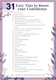 31 Easy Tips And Tricks To Boost Your Confidence For Easy Success Free Worksheet Girl Ha Self Confidence Tips Building Self Confidence Self Improvement Tips