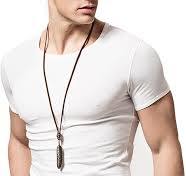 Short Sleeves Men T-shirt Crew-neck,Tight-fitting T-shirt, No  Shrinkage-White-L