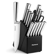 Homever Couteau De Cuisines Acier Inoxydable 16 Pieces S Kitchen Cuisine Couteau Ciseau Bloc De Couteau Couteau De Cuisine Cuisine En Acier Inoxydable