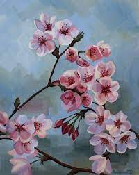 Cherry Blossom Sakura Oil Canvas 16 X20 By Guzel Karimova Cherry Blossom Painting Cherry Blossom Painting Acrylic Blossoms Art