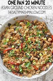 Asian Ground Chicken Noodles The Salty Marshmallow Recipe Ground Chicken Ground Chicken Recipes Chicken Recipes