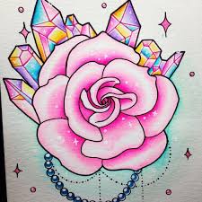 Pastel Crystal Rose Watercolor Ig Harajukutattoo Flower Drawing Roses Drawing Pink Art