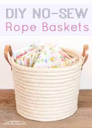 This tutorial will give you all the tips and tricks on how to make beautiful large rope baskets to store your yarn, child's toys or pets toys. Diy No Sew Rope Baskets Happiness Is Homemade