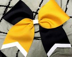 Black And Yellow Hair Bow Black And Yellow Gold Cheer Bows Etsy Cheer Bows Softball Bows Bows