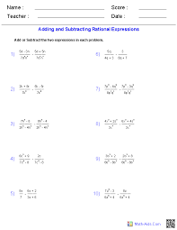 Algebra 1 Worksheets Rational Expressions Worksheets Rational Expressions Simplifying Rational Expressions Simplifying Radical Expressions