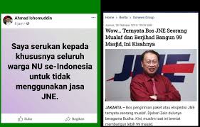 Ternyata mereka tidak terima nama jne maunya jnu. Tokoh Nu Serukan Boikot Jne Ternyata Bos Jne Seorang Mualaf Dan Berjihad Bangun 99 Masjid Portal Islam