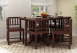 Cohoon 6 Seater Dining Set Walnut Finish 6 Seater Dining Table Space Saving Dining Table Dining Room Design