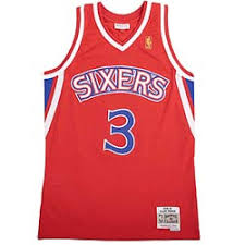 The philadelphia 76ers (colloquially known as the sixers) are an american professional basketball team based in the philadelphia metropolitan area. Mitchell Ness Iverson 3 Philadelphia 76ers 1996 97 Swingman Nba Trikot Rot Herren Fan Trikots