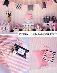 Birthday Theme Ideas For Baby Girls Preppy Girly Nautical 1st Birthday Party Kara S Party Ideas Nautical Birthday Party Nautical Birthday 1st Birthday Parties