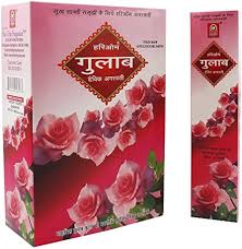 Hariom Gulab 12 pkt of 22 gm Each (Contains 216 Incense Sticks/Flora Batti)  and Incense Burning Wooden Stand with Brass Work : Amazon.in: Home & Kitchen
