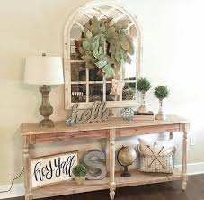 50 Stunning Farmhouse Furniture And Decor Ideas To Turn Your Home Into A Rustic Getaway Spot Hallway Table Decor Foyer Table Decor Entrance Table Decor