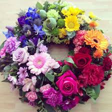 Visit fantastic blooms for more info. Rainbow Wreath Rainbow Wreath Funeral Flowers Diy Rainbow Flowers