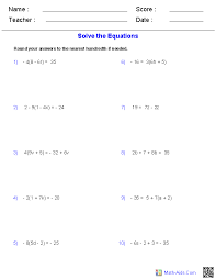 Solving single variable equations worksheets these algebra 1 equations worksheets will produce single variable equations to solve that have different solution types you may select three different types of people interested in solving for one variable worksheet also searched for Algebra 1 Worksheets Equations Worksheets