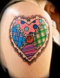 Patch Tattoo So Appropriate Patchwork Heart Tattoo This Is So Fitting Each Have A Patch For Our Modge Podge Tattoos For Daughters Tattoos Creative Tattoos