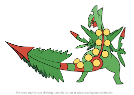 Learn How To Draw Mega Sceptile From Pokemon (Pokemon) Step By Step :  Drawing Tutorials