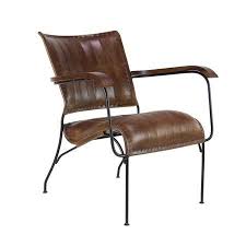 Decmode Rustic 29 X 26 Inch Brown Leather And Iron Chair Walmart Com In 2020 Iron Chair Chair Rustic Armchair