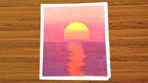 Tree silhouette on oil pastels art things used in this video: Oil Pastel Sunset Drawing For Beginners Step By Step How To Draw Easy Scenery Of Sunset