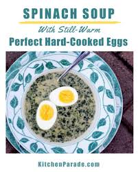 Pour 1.2 l water into a pot and bring to a boil. Spinach Soup With Perfect Hard Cooked Eggs