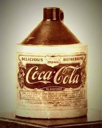 This is the first publicly sold bottle of Coca-Cola. Released in 1894, the  original formula included cocaine and caffeine. The cocaine came from coca  leaves, and the caffeine came from kola nuts.