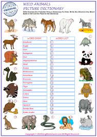 Wild Animals Esl Printable Picture Dictionary Worksheet For Kids Pdf Worksheets