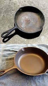 How To Restore A Cast Iron Pans Heavy Duty Oven Cleaner I Used Easy Off Gloves Garbage Bags W Diy Cleaning Products Cleaning Hacks Seasoning Cast Iron