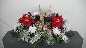 Mixed Bush Christmas Cemetery Flower Headstone Saddle Grave Pillow With Deer Cemetery Flowers Christmas Floral Arrangements Headstones Decorations