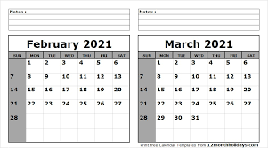 Print a calendar for february 2021 quickly and easily. Print February March 2021 Calendar Template 2 Month Calendar