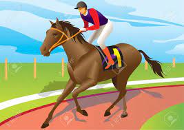 ジョッキーは、ベクトル イラスト - 茶色の馬に乗るのイラスト素材・ベクター Image 10456411