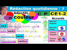 Pour le découvrir, choisissez la bonne réponse. L Adjectif De Couleur Et Accords Initiation A La Redaction En Cp Ce1 Ce2 7 Youtube