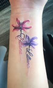 Tattoo Idea Your Child S Name Attached To Their Birth Month Flower Or Symbol In 2020 Tattoos For Daughters Wrist Tattoos For Women Unique Tattoos For Women