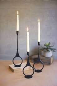Nautical candle holder wrought iron rustic adjustable height candlestick. Set Of Three Cast Iron Taper Candle Holders With Ring Detail