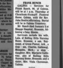 Obituary for FRANK BUNCH