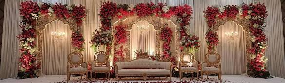 Layered floral arches create dramatic background depth for photography, AI generated