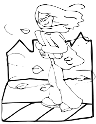 Autumn Coloring Page Fall Walk Against The Wind Fall Coloring Pages Coloring Pages Fall