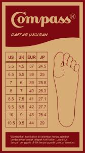 1 cm = (1 / 30.48) kaki = 0.0328084 kaki. Size Chart Sepatu Compass