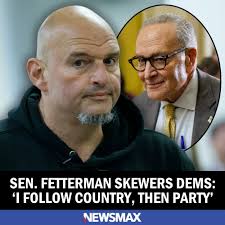 Pennsylvania Sen. John Fetterman criticized his party's hard-line shutdown  tactics Wednesday night, with the Democrat saying that it's country before  party, and he refuses to vote in favor of a shutdown.