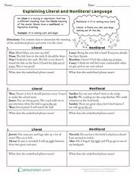 explaining literal and nonliteral language worksheet