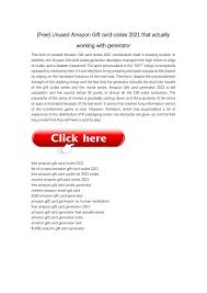 In this amazon gift card code generator 2021 you will have $5 to $100 card range. Free Unused Amazon Gift Card Codes 2021 That Actually Working With Generator By Laoandyya Issuu