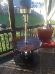 Reclaimed Spool And Propane Heater Table Heater Propane Patio Heater Patio Heater Diy Heater