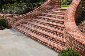 Make A Grand Entrance With A Beautiful Brick Staircase Featuring Special Shape Brick Framed By Walls With A Flemi Outdoor Stairs Brick Steps Brick Architecture