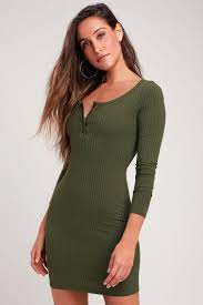 Instant quality results at searchandshopping.org! Chic Olive Green Dress Ribbed Knit Dress Bodycon Dress Lulus