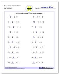The Pre Algebra Worksheets Provide Simple Number Sentences In The Form Of Equations With Algebra Worksheets Algebra Equations Worksheets Pre Algebra Worksheets