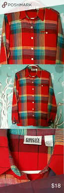 Chicos Red Plaid Linen Shirt Size Medium Chicos Design 100