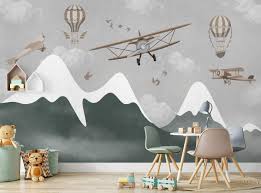 Hot air balloon wall mural. Amazon Com Murwall Kids Wallpaper Mountain Wall Mural Hot Air Balloon Wallpaper Airplane Wall Mural Kids Room Nursery Handmade