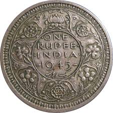 Indian One Rupee Coin 1945 Vintage India Coins World Coins