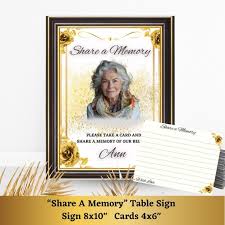 Share A Memory Sign and Card Template, Funeral announcement, Funeral Guest  Book, Digital Download, Easy Edits,Quick Print, funeral card, PDF
