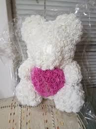 Fresh cut flowers make for one of the most beautiful and best appreciated gifts, although sadly, they can't last forever. Forever Rose Bear Large White With Pink Heart Edgewater Nj Florist Same Day Flower Delivery For Any Occasion